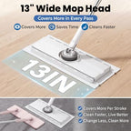13" Wide Flat Mop with Snap-Grip Cloth Lock, Disposable Clamp Mop - Image 2