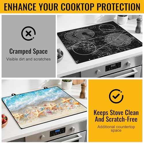 Stove Top Cover for Electric Stove,Glass Stove Top Cover, Heat Resistant Glass Cooktop Cover, Stovetop Protector, Kitchen Decor, Dish Drying Mats Cover for Ceramic Washer Top 28.5x20.5 inch - Image 4