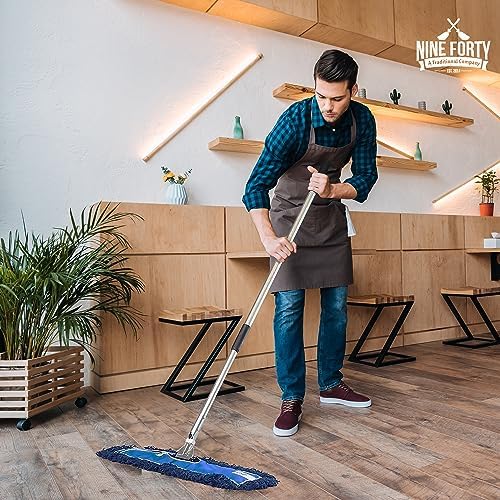 Nine Forty 24" Premium Nylon Dust Mop- Heavy Duty Mop Head for Industrial, Commercial, and Residential Cleaning - Dry Floor Duster for Hardwood Surfaces and Commercial Applications - Blue - Image 2