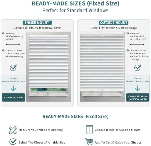 Custom Size MYshade Top Down Bottom Up Shades Light Filtering Cordless Blinds for Indoor Windows Cellular Blinds & Shades Window Covering Easy to Install, White - Image 6