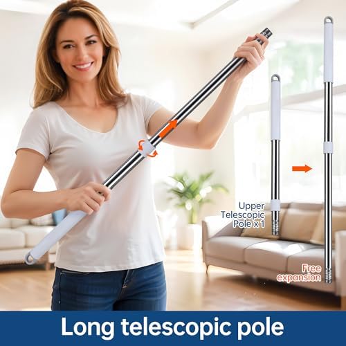 Wall Cleaner Mop with Long Handle, Dust Mop with 6 Reusable Pads - Image 3