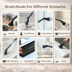 Electric Spin Scrubber with LCD Display, Cordless Cleaning Scrubber for Home, Upgraded 70W Dual Speed Motor, IPX7 Waterproof Power Scrubber, 7 Brush Heads, Extendable Long Handle - Image 4