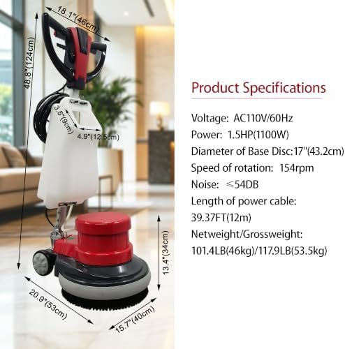 17" Heavy Duty Commercial Floor Buffer Polisher 154RPM 110V 1100W - Image 2