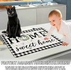 Sweet Home Stove Top Cover, Eucalyptus Stove Covers for Electric Stove, 20''X28'' White Heat Resist Kitchen Glass Stove Mat Farmhouse Decor Gas Stove Pad Summer Cooktop Ceramic Mat Oven Mats - Image 5