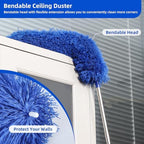 Microfiber Duster for High Ceiling Fan Blades, Cobweb with Extension Pole Adjusts 15-82 Inch, Reusable Cleaning Duster Kit with 3 Duster Heads for Wall Blinds Door Furniture Bookshelves (Blue) - Image 5