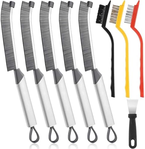 Crevice Cleaning Brush Set-9-Piece, Scratch-Free Hard Bristle Gap Scrubber with Protective Tip, Non-Shedding Detail Brushes for Window Tracks, Bathroom Grout, Blenders & Kitchen Sinks by Unknown