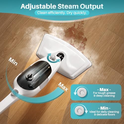 JOYMOOP Steam Mop & Handheld Steam Cleaner, 1100W Electric Steam Cleaner for Home, Fast Heat 20s, Adjustable Steam, Detachable Water Tank, 11 Accessories for Floors, Windows, Clothes - Image 5