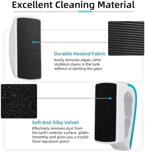 DaToo 2 Pieces Aquarium Magnetic Brush Glass Fish Tank Algae Scrapers Glass Cleaner Floating Scrubber Aquarium Clean Brush (Size L) - Image 3