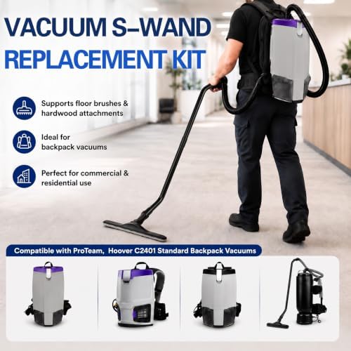 1 Pack Aluminum Vacuum S-Wand Replacement Compatible with Proteam,Black - Image 2