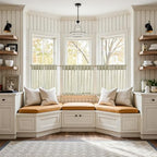 jinchan Linen Pinch Pleated Back Tab Tier Curtains, 26x30, Beige - Image 2