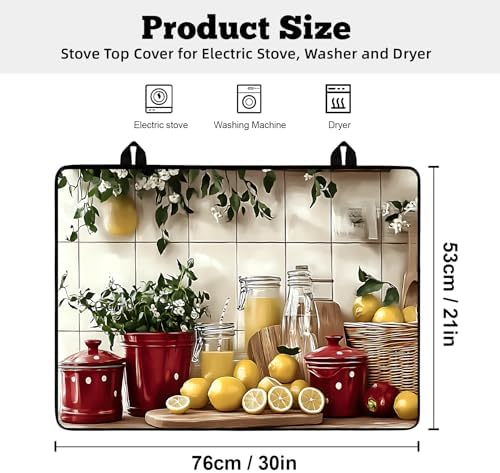 Stove Top Covers for Electric Stove: 30''×21'' Stove Mat Protective Cooktop Cover Expands Counter Area, Kitchen (Lemon) - Image 2
