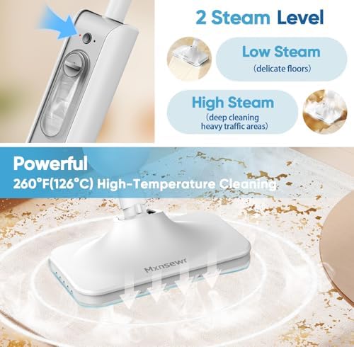 Steam Mop All-in-one Multi-Functional Powerful Steam Cleaner, Handheld Detachable Floor Steamer with 2 Steam Level, 380ML Water Tank & 23FT Power Cord for Whole Home Use - Image 5