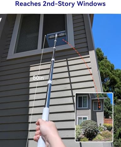 CTIME 80" Professional Window Squeegee Kit with Extension Pole, 5 Cloths - Image 3