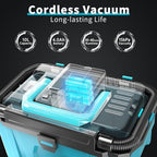 Cordless Shop Vac Wet and Dry, Rushless 2.5 Gallon HEPA Filter Shop Vac Compatible with 18V 4.0Ah Batteries and Charger,Portable Commercial Vac for Car, Home - Image 3