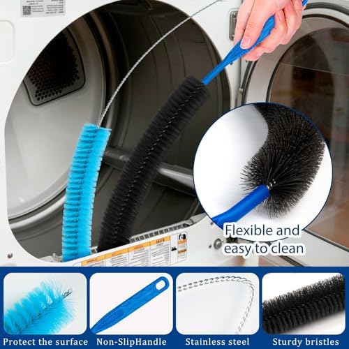 Dryer Vent Cleaner Kit,4 Pieces Dryer Lint Cleaner Vacuum Attachment & Brush Tool–Dryer Vent Cleaning Kit for Front Load,Dryer Lint Trap Cleaner with Hose,Dryer Vent Cleaner for Lint Removal (Black) - Image 5