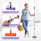 Grout Cleaner Brush with Long Handle, V-Shaped Floor Scrub Brush Swivel Grout Brush Stiff Bristle Floor Grout Scrubber for Bathroom, Tile Line, Crevice, Kitchen, Wall, Deck, Garage (Purple) - Image 4
