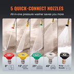 VEVOR Gas Pressure Washer, 4400 PSI 4.0 GPM, Gas Powered Pressure Washer with Copper Pump, Spray Gun and Extension Wand, 5 Quick Connect Nozzles, for Cleaning Cars, Homes, Driveways, Patios - Image 4