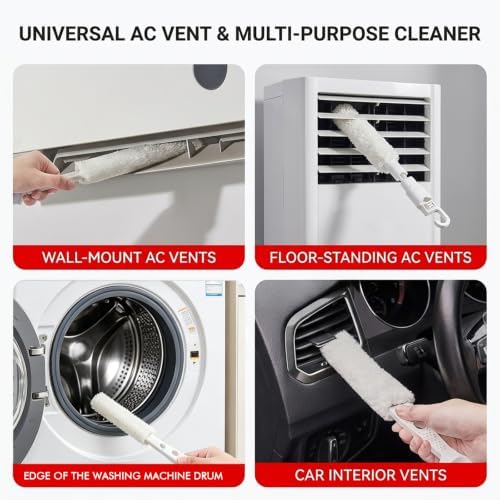 5-in-1 Window Blind Duster with 2 Microfiber Sleeves, Detail Cleaning Brush for Air Conditioner Vent, Shutter, Fan Blade, Keyboard, Nozzle - Image 4