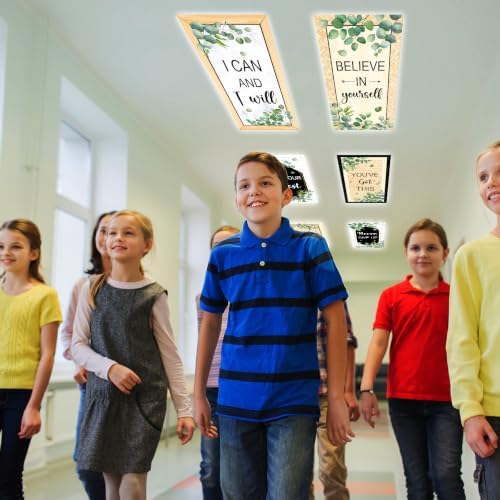 8Pcs Classroom Fluorescent Light Cover,2x4 FT Yellow Wood Grain Eucalyptus - Image 6