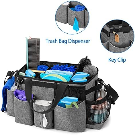 LoDrid Wearable Cleaning Caddy Bag with 4 Foldable Dividers, Grey - Image 4