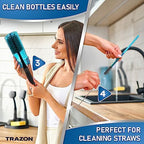 Dish Brush Set of 5 with Holder - Kitchen Scrub Brushes with Non-Slip Long Handle for Cleaning, Scrubber, Dishwashing, Dishes, Bottles, Straws, Cups, Pots & Sink, Black - Image 4