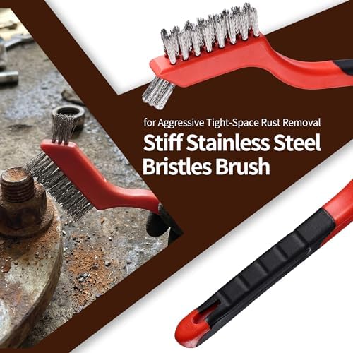 Wire Brush Set 9PCS - Heavy Duty Steel Metal Brush for Rust Removal - Image 3