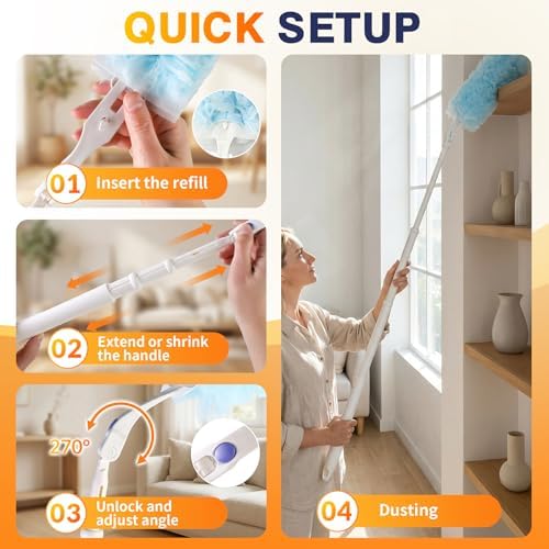 60ct Duster Refills for Swiffer Duster with 3ft Extension Pole & Short Grip - Image 6