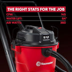 Vacmaster VJH1612PF 1101 16 Gal 6.5 Peak HP† Heavy-Duty Wet/Dry Vac Red - Image 6