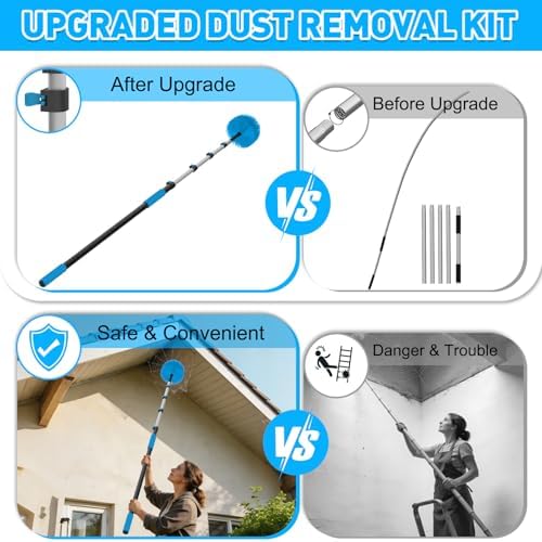 26FT Reach Cobweb Duster with Extension Pole - Spider Web Brush for Cleaning with 5-20FT 4-Section Flip-Lock Telescopic Pole, Effortlessly Cleans High Indoor & Outdoor Webs - Image 2