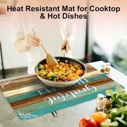 Thankful Stove Top Cover for Electric Stove, Thanksgiving Ceramic Stove top Cover, Grateful Heat Resistant Glass Cooktop Cover, Flat RV Range Stovetop Protector Dish Drying Mat for Kitchen, 28"x20" - Image 5