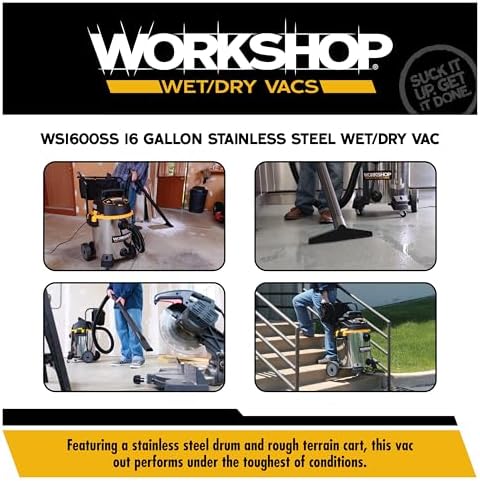 WORKSHOP Wet/Dry Vacs WS1600SS 16-Gallon 6.5 Peak HP Wet Dry Vacuum Cleaner - Image 4