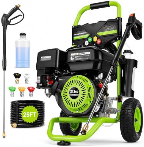 4200 PSI Gas Pressure Washer, 4.0 Max GPM 212CC 7HP Commercial Gas Power Washer, Spray Gun and Wand, 5 Nozzle Set, for Cars/Fences/Driveways/Homes/Patios/Furniture by Steupoek