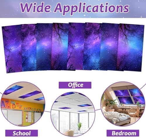 8 Pcs Fluorescent Light Covers with 80 Magnets Decorative for Classroom Ceiling Light 4 x 2 Feet Magnetic Light Covers Filter Easy Install for Office Hospitals & Home Drop Ceiling Supplies （Night） - Image 4