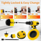 10 Pcs Drill Brush Attachment Set, Drill Scrubber Brush Kit, Drill Cleaning Brush, Scrub Brush for Grout Floor Tub Shower Bathtub Tile Sink Toilet Bathroom Kitchen Car Yellow - Image 4