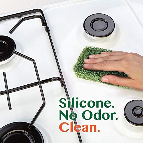 Peachy Clean Silicone Cooktop Sponge Scrubbers, Fresh Peach Scent, Non-Scratch, Odor-Resistant, Durable Household Cleaning Sponges for Dishes, Sinks, & Counter Tops Sponge, 3Pk - Image 3
