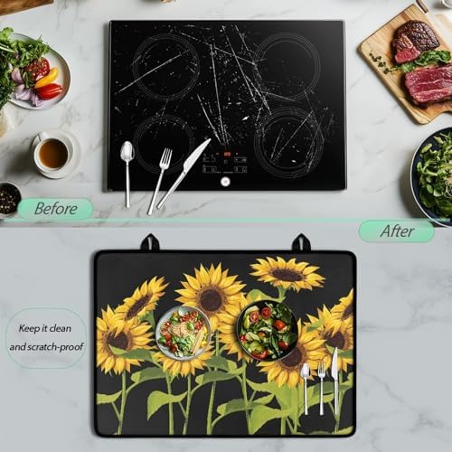Wildflower Sunflower Print Stove Top Cover for Electric Stoves - Image 5