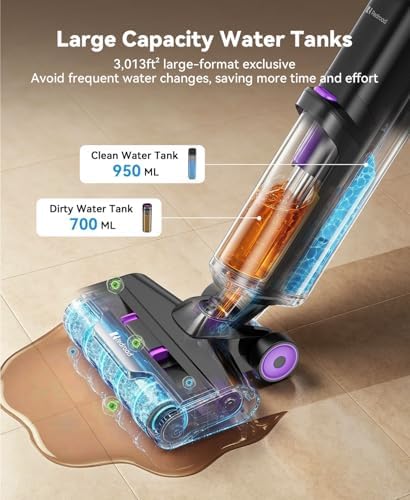 Wet Dry Vacuum Cleaner 20,000Pa,50Mins Runtime Cleaning Area 3013ft²,Cordless Vacuum Cleaner, Cordless Vacuum and Mop All in One,Self-Cleaning for Hard Floors Sticky Messes and Pet Hair H15Set - Image 3