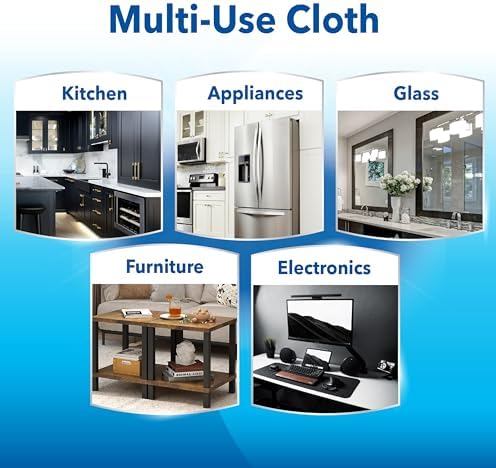 Unger 12” x 12” All-Purpose Microfiber Cloths, 4 Pack, Wet and Dry Cleaning Towels for Kitchen, Furniture, Appliances, Electronics and Glass, Reusable with Less Lint and Streak-Free Results - Image 6