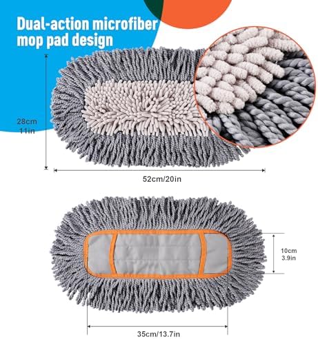 CLEANHOME Microfiber Dust Mop for Hardwood Floor Cleaning with 3 Replacement Mop Pads - Image 5