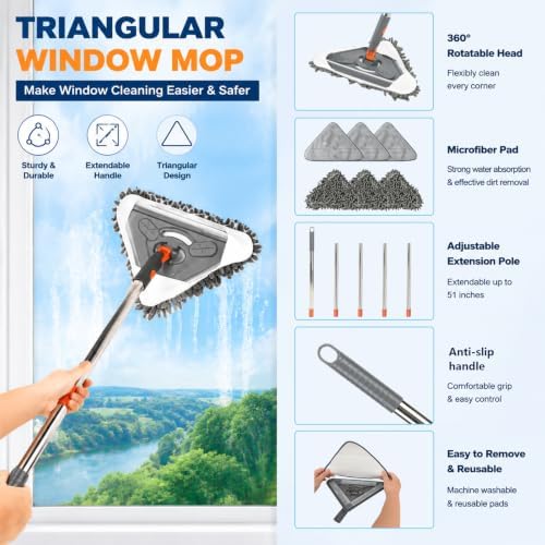 Wall Cleaner Mop with Long Handle 82 Inches,3-in-1 Ceiling Cleaner for Dust - Image 5