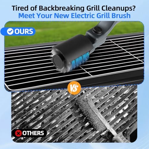 Upgraded Electric Grill Brush, Cordless Rechargeable Grill Cleaning Brush with Adjustable Angle, Stainless Steel Brush Head, 3-Speed Power, 90-Min Runtime, Waterproof Cleaner for BBQ Grates (Gray) - Image 3