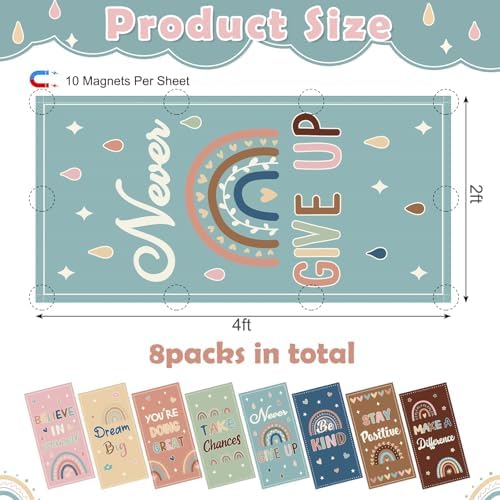 8pcs Classroom Fluorescent Magnetic Light Covers,2x4 FT Boho - Image 2