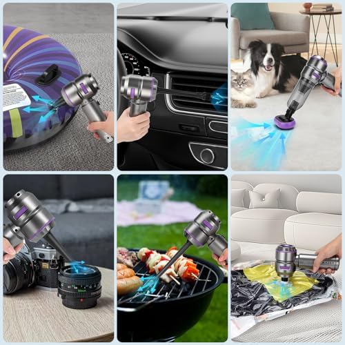 WADEO Handheld Vacuum Cordless, 4-in-1 21000PA Brushless Car Vacuum & 210000RPM Air Duster 6000mAh Battery Air Blower Wireless Handheld Vacuum for Car, Office and Home Cleaning - Image 6