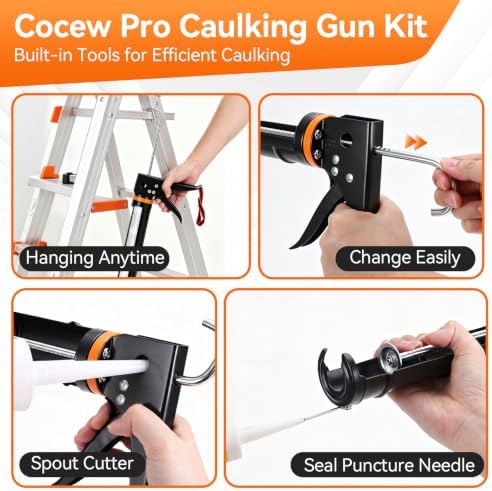 Caulk Gun Kit, Smooth Silicone Caulking Gun and Caulk Remover Tool, Sealant Finishing Tool Grout Scraper for Kitchen Bathroom Window Sink Joint, All in One with Gift Box - Image 3