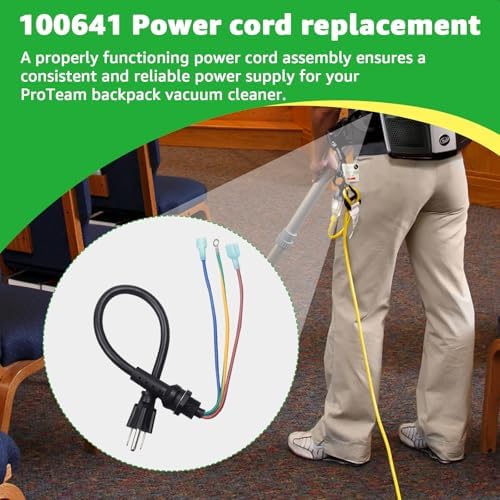100641 Power Cord Replacement for ProTeam Backpack Commercial Vacuums - Image 2