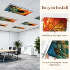 6 Pcs Fluorescent Light Covers for Ceiling Lights Colorful stained glass spiral computer generated abstract 3D rendering Magnetic Decorative Shade Filters 4x2 ft for Classroom Office Hospital Decor - Image 7