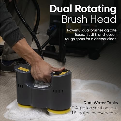 Dapper Commercial Carpet and Upholstery Extractor Cleaning Machine with Steam, Spray-Vacuum, & Mite Remover. 2.5 Gal Tank — Designed for Deep Cleaning. Dual Separate Circuit Power Cords - Image 5