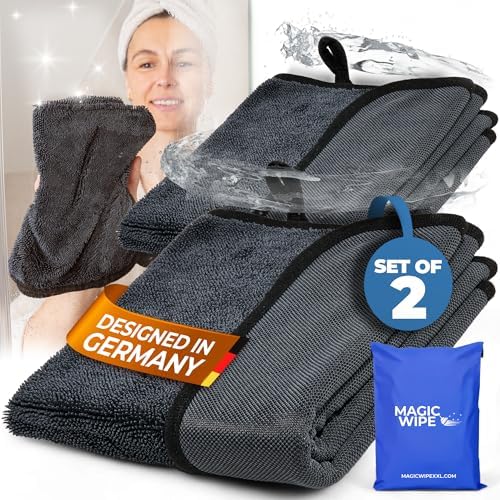 Magicwipe® Bathroom Drying Cloth XL (40×60 cm, 2 Pack) – Removes Limescale & Hard Water Stains in Seconds with Just Water – Streak-Free for Shower Glass & Tiles – Reusable Microfibre Cloth by Unknown