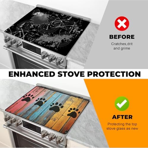 Stove Top Cover for Glass Electric Stove (Dog Paw Print, 30" x 21") - Image 5