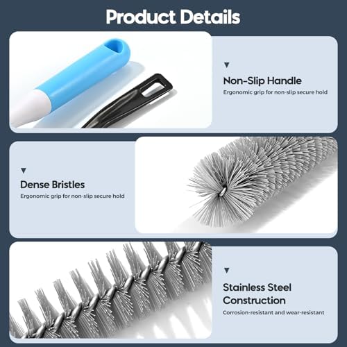 Dryer Vent Cleaner Kit 5 Pcs, Refrigerator Coil Cleaning Brush, Sewer Set Brush, Dryer Lint Cleaner Brush for Flexible Lint Remover, Kitchen Sink, Bathroom Clog, Toilet, Vent Scrubber - Image 3